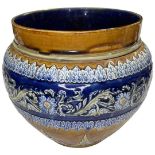 A Doulton Lambeth jardiniere with a floral border