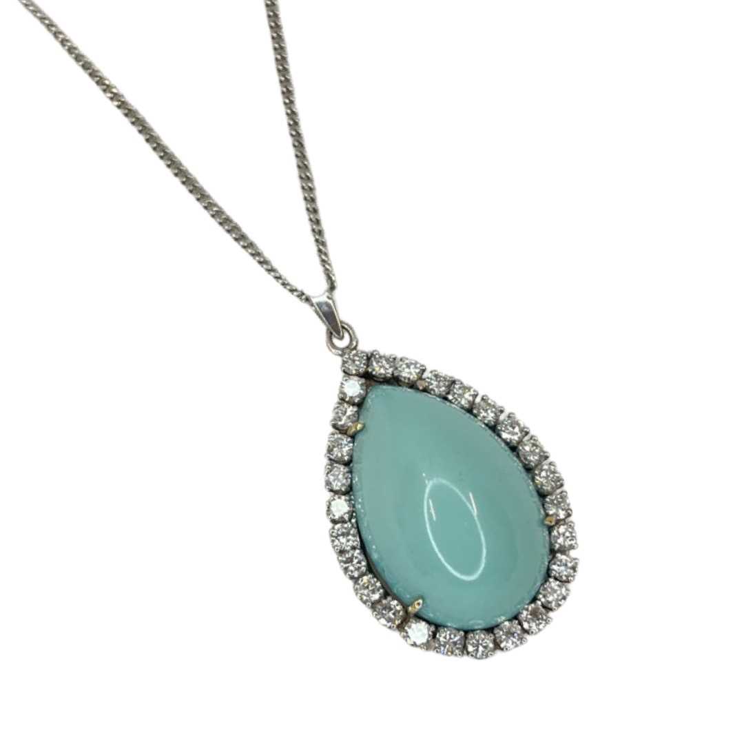 A Turquoise and Diamond Pear Shape Pendant - Image 3 of 3