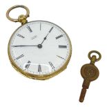 A late 19th century Swiss, open face, key wind, cylinder fob watch. Baume-Genève
