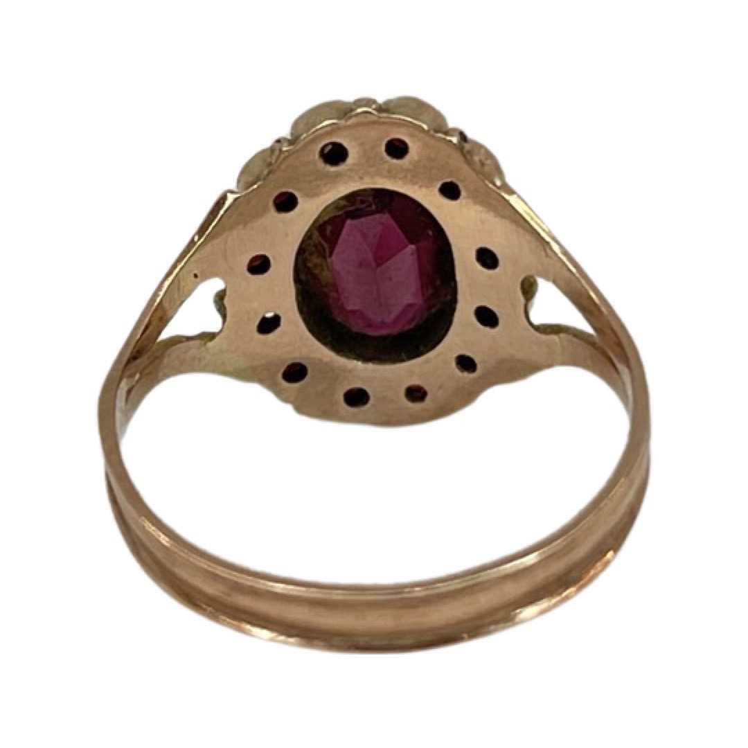 An Antique Gold Garnet and Paste Cluster Dress Ring, circa 1860. - Image 2 of 3