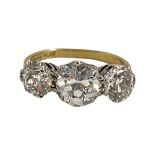 An Impressive Antique Diamond Three Stone Ring,