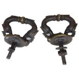 A pair of 19th century heavy cast bronze Rajasthani handles
