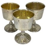 3 Silver Goblets. 451 g. Birmingham 1970/1971, Barker Ellis and Co.