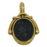 A Rare Antique 18ct Gold and Double Sided Agate and Bloodstone Intaglio Fob Seal.