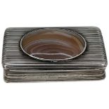 Georgian Agate Mounted Silver Snuff Box. 82 g. Birmingham 1813, John Shaw