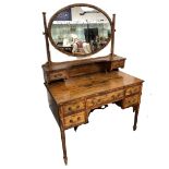 Maple & Co walnut mirror backed dressing table