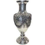 Large Decorative Continental Silver Vase. 900 Grade. 1130g