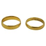 two 22ct Gold Band Rings, 8 g