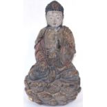 An attractive Chinese carved wood Buddha