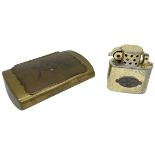 Late 19th Century Masonic Brass and Copper Tobacco Box and other item(2)