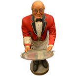 Vintage old man waiter/butler figure holding serving tray
