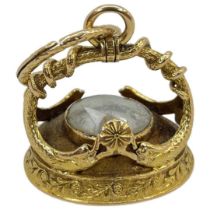 A Late George III Gold and Carnelian Intaglio Nautical Fob Seal/Compass