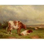 WILLIAM HENRY LEWIS (BRITISH, 1817-1879) COWS AND SHEEP IN LANDSCAPE