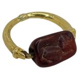 A Fine and Rare Estruscan Gold and Jasper Intaglio Swivel Ring