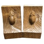 Robert 'Mouseman' Thompson of Kilburn pair of oak bookends