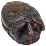 A fine 17th/18th century Corquilla nut and Coral bug bear table snuff box