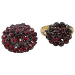 Victorian 9ct Rose Gold and Garnet Cluster Ring with Further Garnet Brooch, 7 g