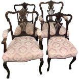 Four good quality reproduction Chippendale style chairs