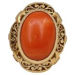 A Vintage Coral and Yellow Gold Dress Ring, circa 1950.