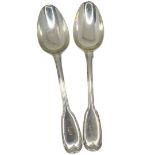 Pair of Paul Storr Fiddle Pattern Dessert Spoons. 107 g. London 1816, Paul Storr