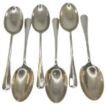 Set of 6 Hanoverian Pattern Dessert Spoons. 333 g. Sheffield 1966. Cooper Bros.