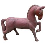 Painted Wooden Rajasthan Horse. Early 20th Century