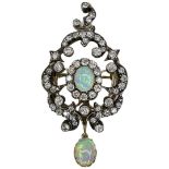 A Victorian Opal and Diamond Pendant Brooch