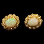 Opal and Pearl Cluster Earrings