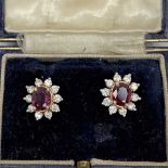 14ct Gold Ruby and Diamond Earrings