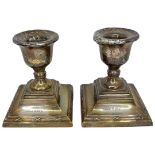 Pair of Silver Dwarf Candlesticks. Birmingham 1930, S.Blanckensee & Sons