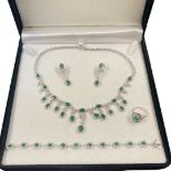 A Suite of Emerald and Diamond Jewellery