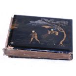 A Japanese black laquered photo album, circa 1900