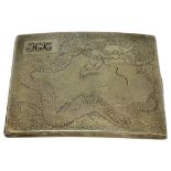 Unusual Silver Gilt Chinese Cigarette Case. 125 g. Chinese Marks.