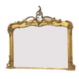 Over mantel mirror, 19th century, giltwood and gesso