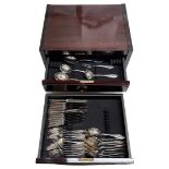 Mahogany Cased 12 Place Setting Canteen of Silver Cutlery by Robbe & Berking. 1703 g.
