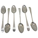 Set of 6 Hester Bateman Silver Teaspoons. 89 g. London 1786