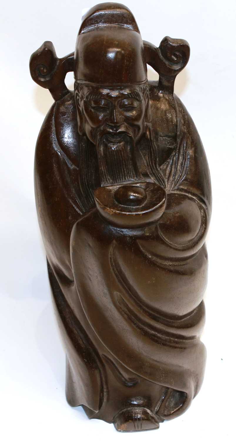 Chinese wood carving of an Luohan