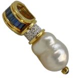 A Sapphire, Diamond and Baroque Pearl Necklace Enhancer