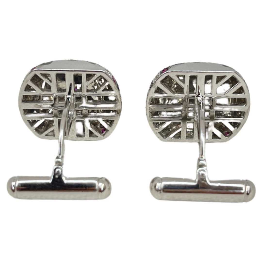 A Pair of Sapphire, Ruby and Diamond Union Jack cufflinks - Image 3 of 3