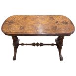 Victorian inlaid walnut oval stretcher table