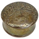 Small Circular Silver Pill Pot. 29 g. Birmingham 1903, C.E.Williams
