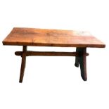 A mid 20th century Burr oak coffee table by Jack Grimble of Cromer