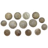 Very Rare Set of 14 Georgian Buttons. 42 g. c. 1780-1800