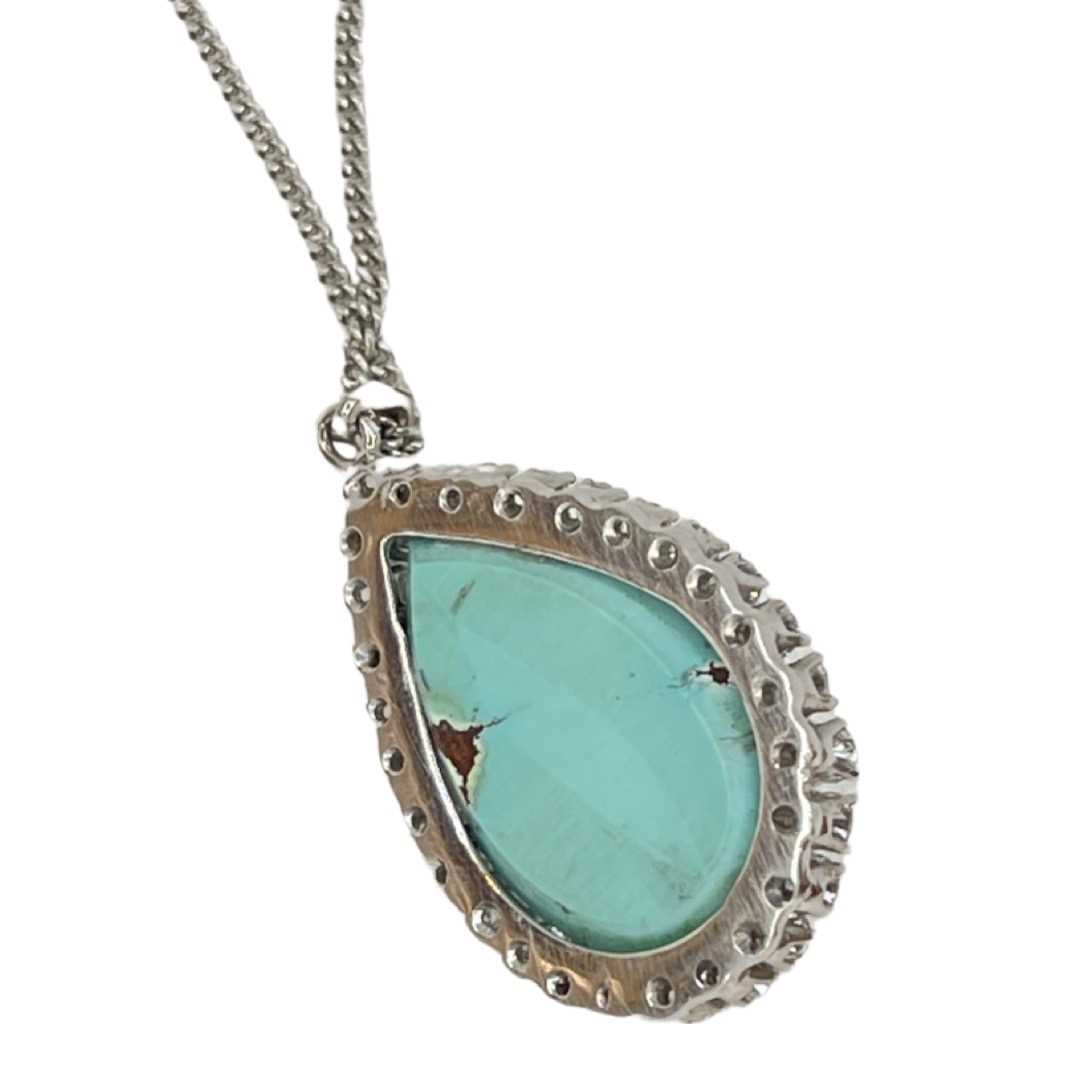 A Turquoise and Diamond Pear Shape Pendant - Image 2 of 3