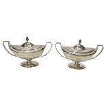 Pair of Georgian Lidded Silver Tureens. 1379 g. London 1800, Timothy Renou