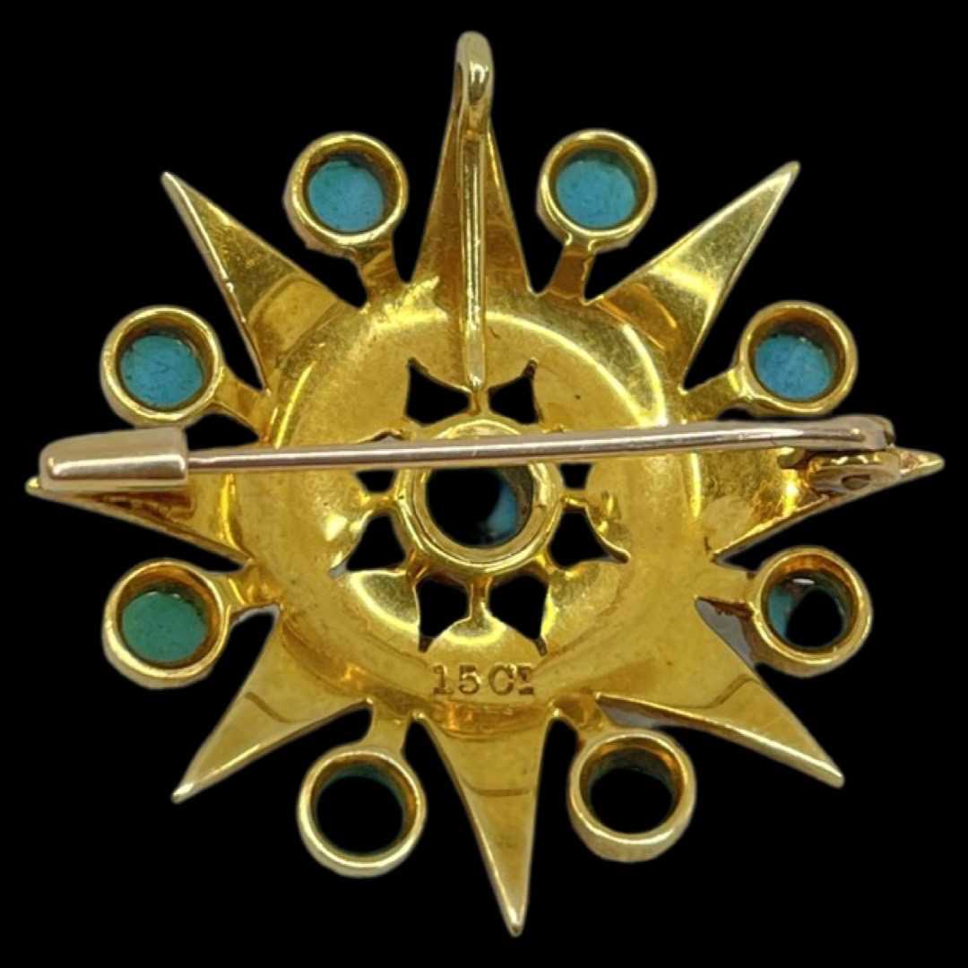 A Victorian Split Pearl and Turquoise Star Brooch. - Image 2 of 3