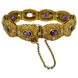 18 Ct Gold and Amethyst Bracelet