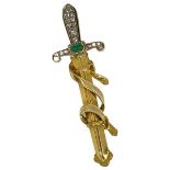 A Victorian Emerald and Diamond set Sword Brooch