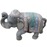 Hand Painted Rajasthan Wooden Elephant. Early 20th Century