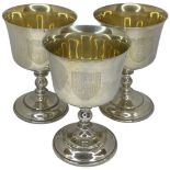 3 Silver Goblets. 450 g. Birmingham 1972, Barker Ellis and Co.